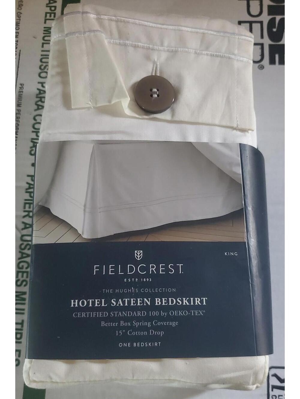 Fieldcrest Hotel Sateen Bedskirt White King 15” Drop – Hughes Collection NEW